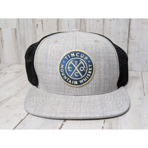 Tin‎ Cup Mountain Whiskey Trucker Mesh Hat Adjustable Snapback Gray Black Cap